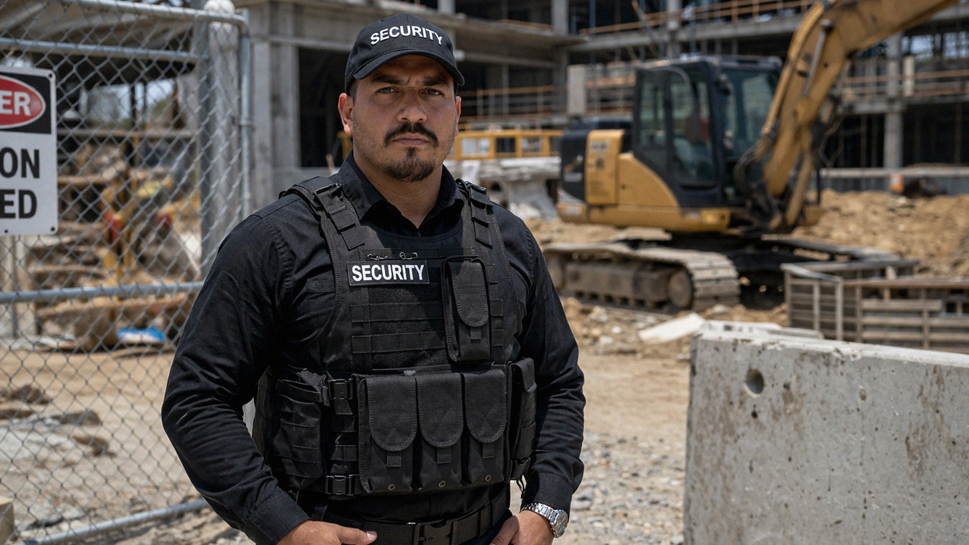 Construction site security with guards
