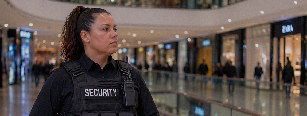 Security professionals monitoring and protecting property